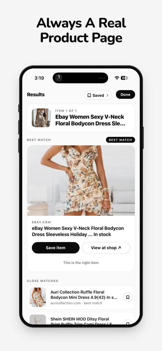 A Wheredrobe result linking to the shop's product page